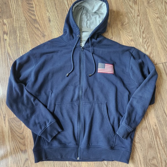 Bradford Exchange Military Hoodie Mens Large Navy Full Zip Flag USA Eagle - Picture 2 of 5
